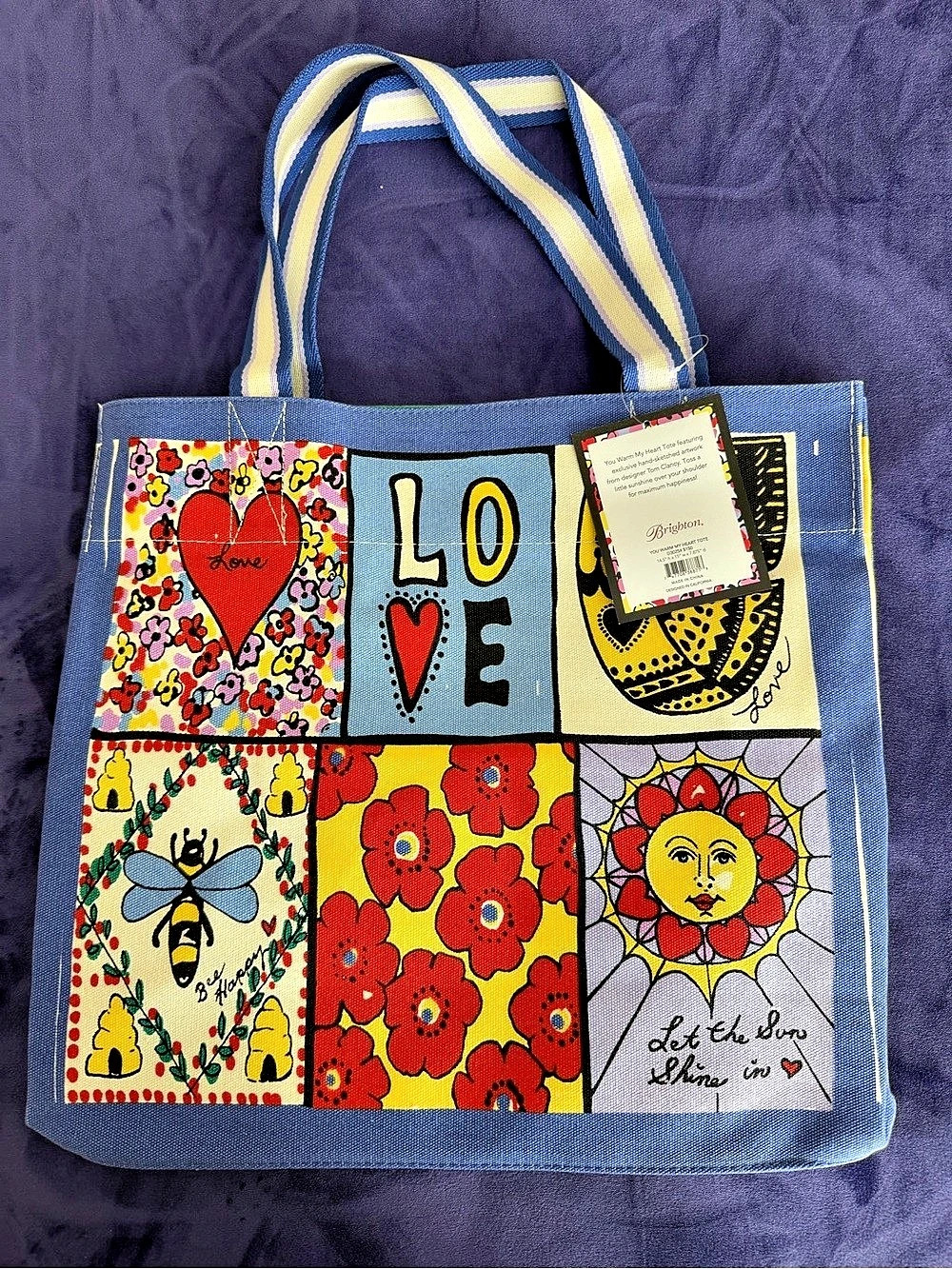 Brighton You Warm My Heart Tote Floral Tote in Blue NWT